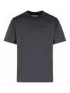 Sacai Cotton Crew Neck T-shirt With Chest Pocket In Black