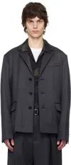 Sacai Gray Doeskin Blazer In 001 Black