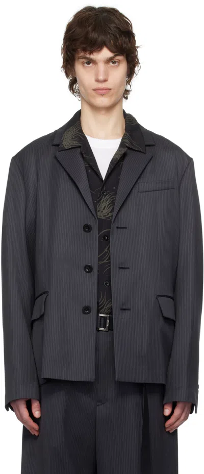 Sacai Gray Doeskin Blazer In 001 Black