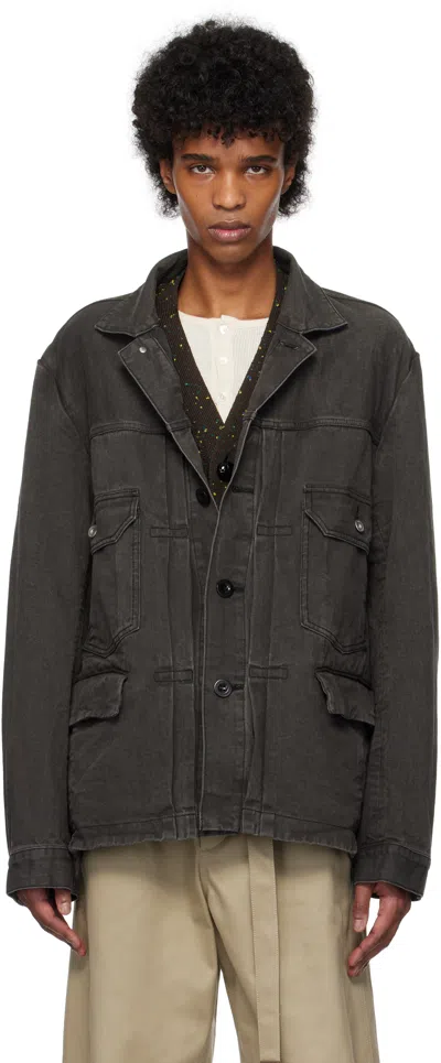 Sacai Gray Flap Pocket Denim Jacket In 301 Gray