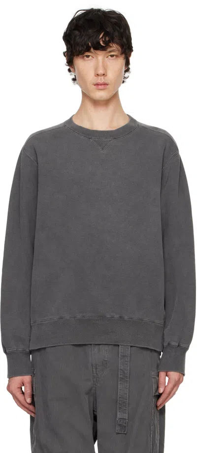 Sacai Gray Garment Dye Cotton Jersey Sweatshirt In 001 Black