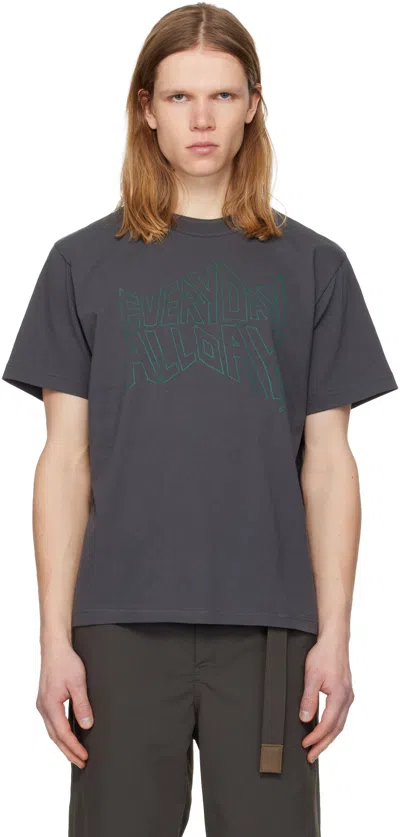 Sacai Short-sleeved Crewneck T-shirt In Gray
