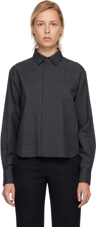 SACAI GRAY GLEN CHECK SHIRT