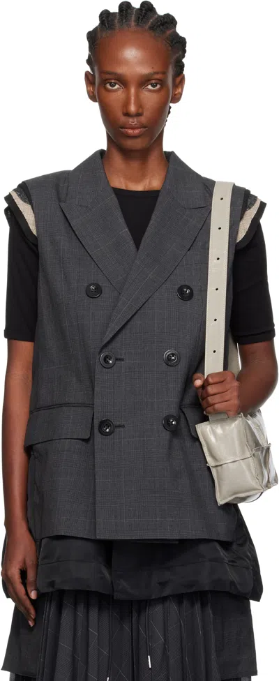 Sacai Gray Glen Check Vest
