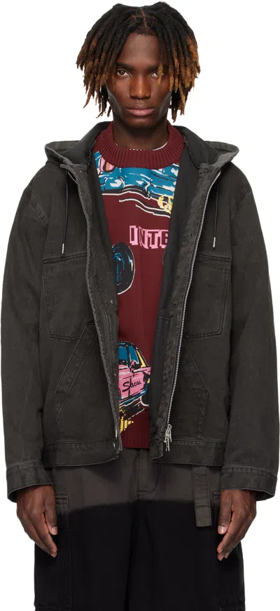 Sacai Gray Hooded Denim Jacket