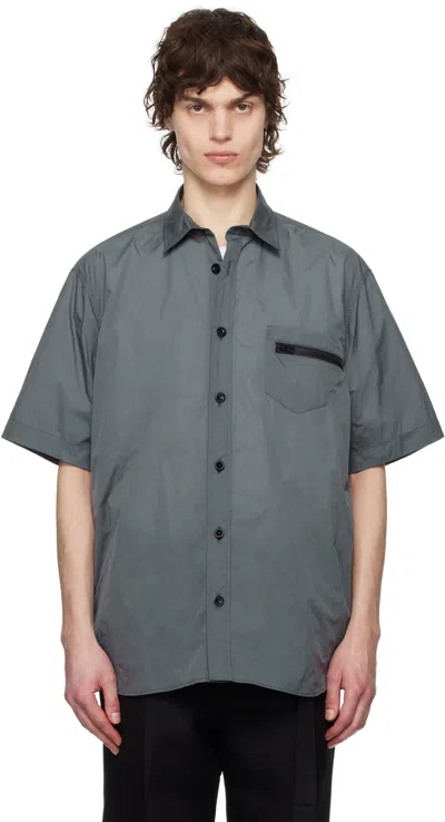 Sacai Gray Ripstop Shirt In 375 Blue Gray