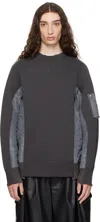 Sacai Gray Sponge Sweat & Nylon Twill Sweatshirt
