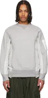 Sacai Cotton Blend Sweatshirt With Nylon Details Applied In Purple