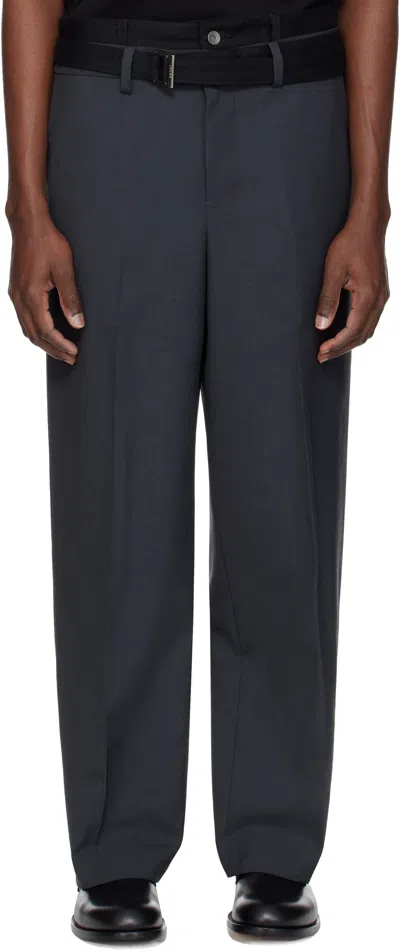 Sacai Wool Blend Casual Pants In Black