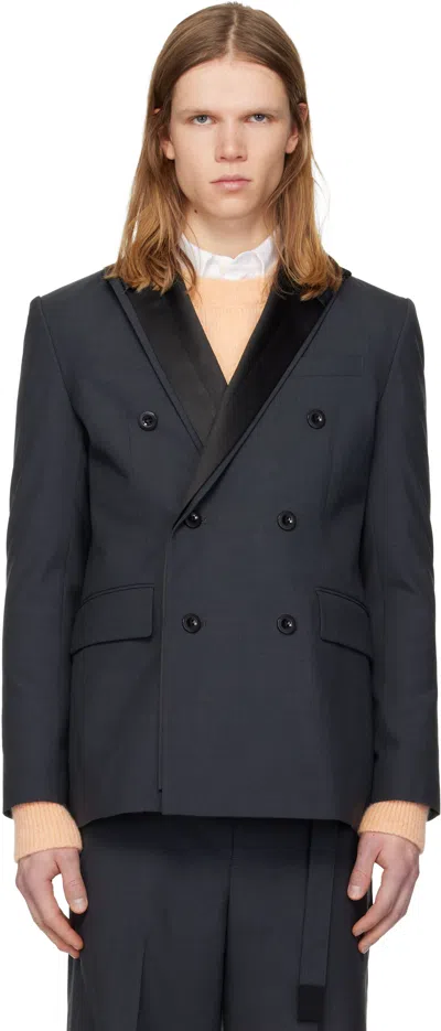 Sacai Wool Blend Suit Jacket In Gray