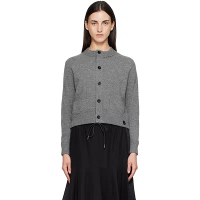 Sacai Gray Wool Knit Cardigan In 301 Gray