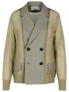 Sacai Double-breasted Blazer Button Detailing In Green