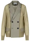 Sacai Double-breasted Blazer Button Detailing In Green