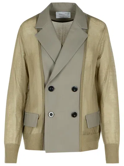 SACAI SACAI GREEN COTTON BLEND BLAZER