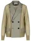 Sacai Double-breasted Blazer Button Detailing In Green