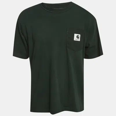 Pre-owned Sacai Green Cotton Crewneck T-shirt M