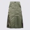 Sacai Pleated Gathered Midi Skirt In Khaki