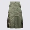 Sacai Pleated Gathered Midi Skirt In Khaki