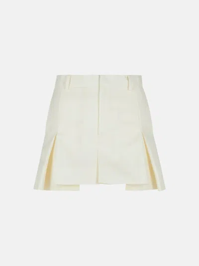 Sacai Green Polyester Blend Miniskirt In White