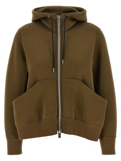 Sacai Green Sponge Hoodie Hoodie In Brown