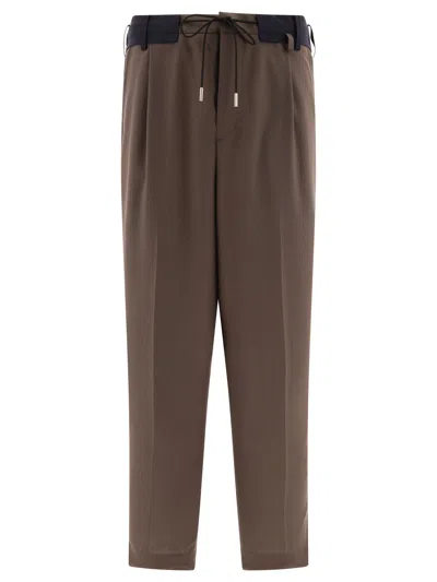 Sacai Green Tapered Drawstring Trousers For Men