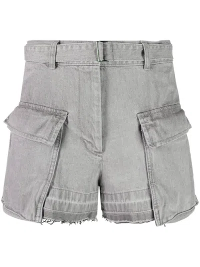 Sacai Belted-waist High-waisted Shorts In Grey