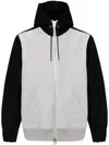 Sacai Bicolor Sweatshirt With Zip And Hood In Grey