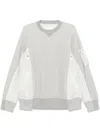 Sacai Knitted-panels Sweatshirt In Grey
