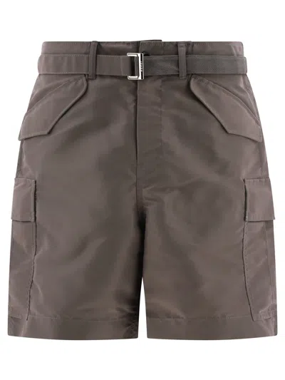 Sacai Grey Nylon Twill Shorts For Men