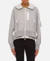 Sacai Sponge Sweat X Nylon Twill Hoodie In Grey