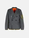 Sacai Grey Wool Blend Jacket In Blue