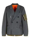 Sacai Grey Wool Blend Jacket In Gray