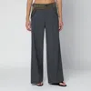 Sacai Grey/khaki Pinstripe Bi-material Trousers In Gray
