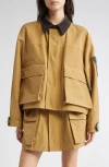 Sacai Grosgrain & Twill Blouson Jacket In Brown