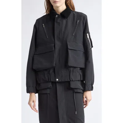 Sacai Grosgrain Bonding Blouson Jacket In Black