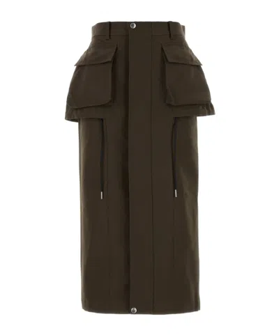 Sacai Grosgrain Bonding Skirt In Brown