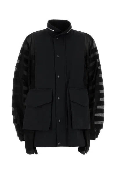 SACAI GROSGRAIN BONDING X SILK ORGANDY BLOUSON
