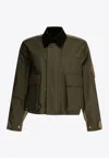 Sacai Grosgrain Twill Cropped Jacket In Green