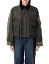 Sacai Hybrid Cargo Pocket Contrast Collar Utility Jacket In Khaki Beige