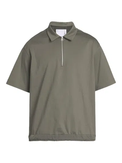 Sacai Half-zip Polo Shirt In Gray