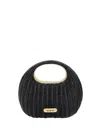 Sacai Structured Rattan Tote Bag With Oval Handle In Black
