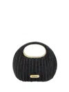 Sacai Structured Rattan Tote Bag With Oval Handle In Black