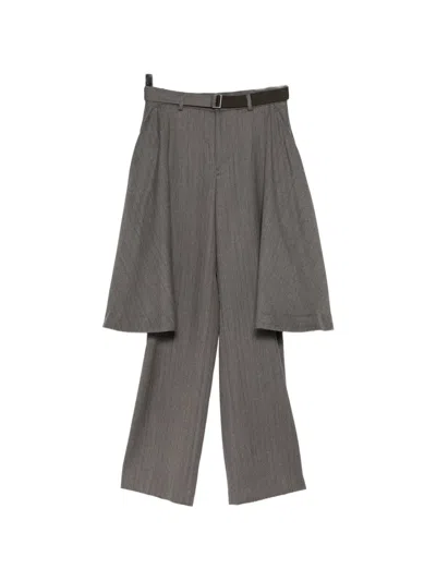 Sacai Herringbone Suiting Trousers In Gray