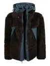 Sacai High-collar Hooded Wool Jacket In Multi