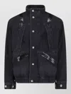 Sacai High Collar Jacket Adjustable Drawstring Front Pockets In Black