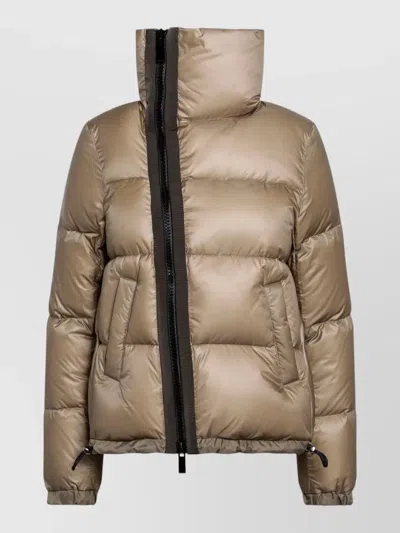 Sacai High Collar Quilted Jacket Long Sleeves In Neutral