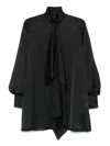 Sacai High-neck Draped Mini Dress In Black
