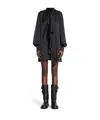 Sacai High-neck Draped Mini Dress In Black