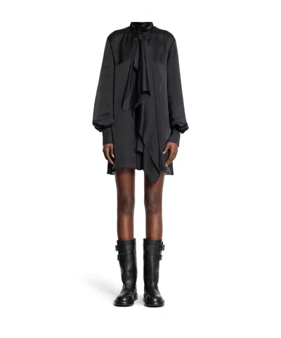 SACAI HIGH-NECK DRAPED MINI DRESS