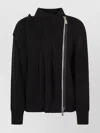 Sacai Ribbed-knit Zip-front Cardigan In Black